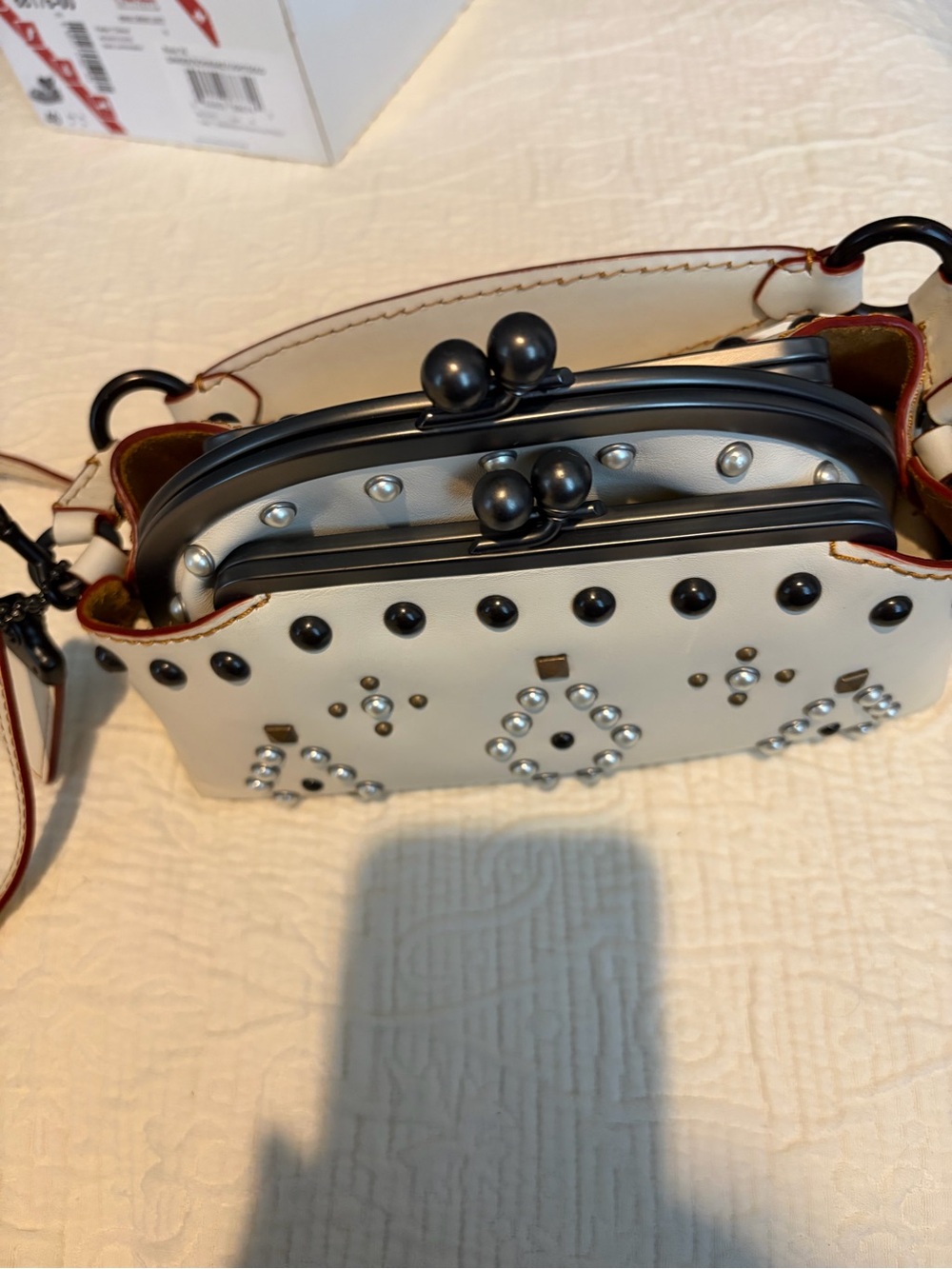 Coach Western Rivets collection Stud-Embellished Cream Crossbody Bag - Picture 5 of 6
